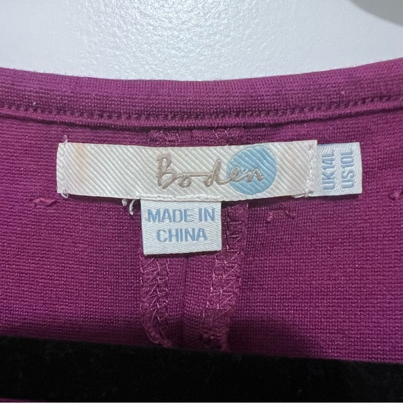 Vintage Boden Purple Ponte Knit Red Crochet-Trimmed Sheath Dress Size 10L - Picture 3 of 8